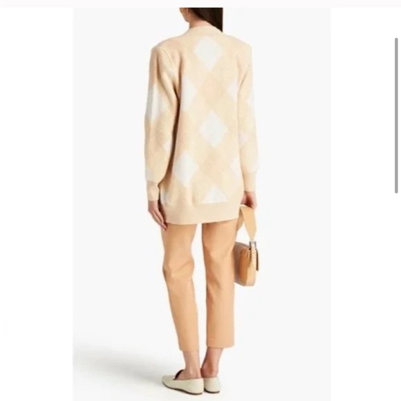 New Sandro Glenda Plaid Wool Cashmere
Cardigan Ecru Diamond Argyle Knit - Picture 3 of 16